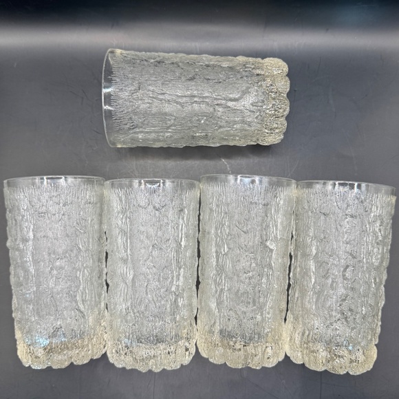 MCM Goebel Charlottenhutte Icicle Bark Textured Highball Tumbler Clear Glasses - Picture 6 of 15